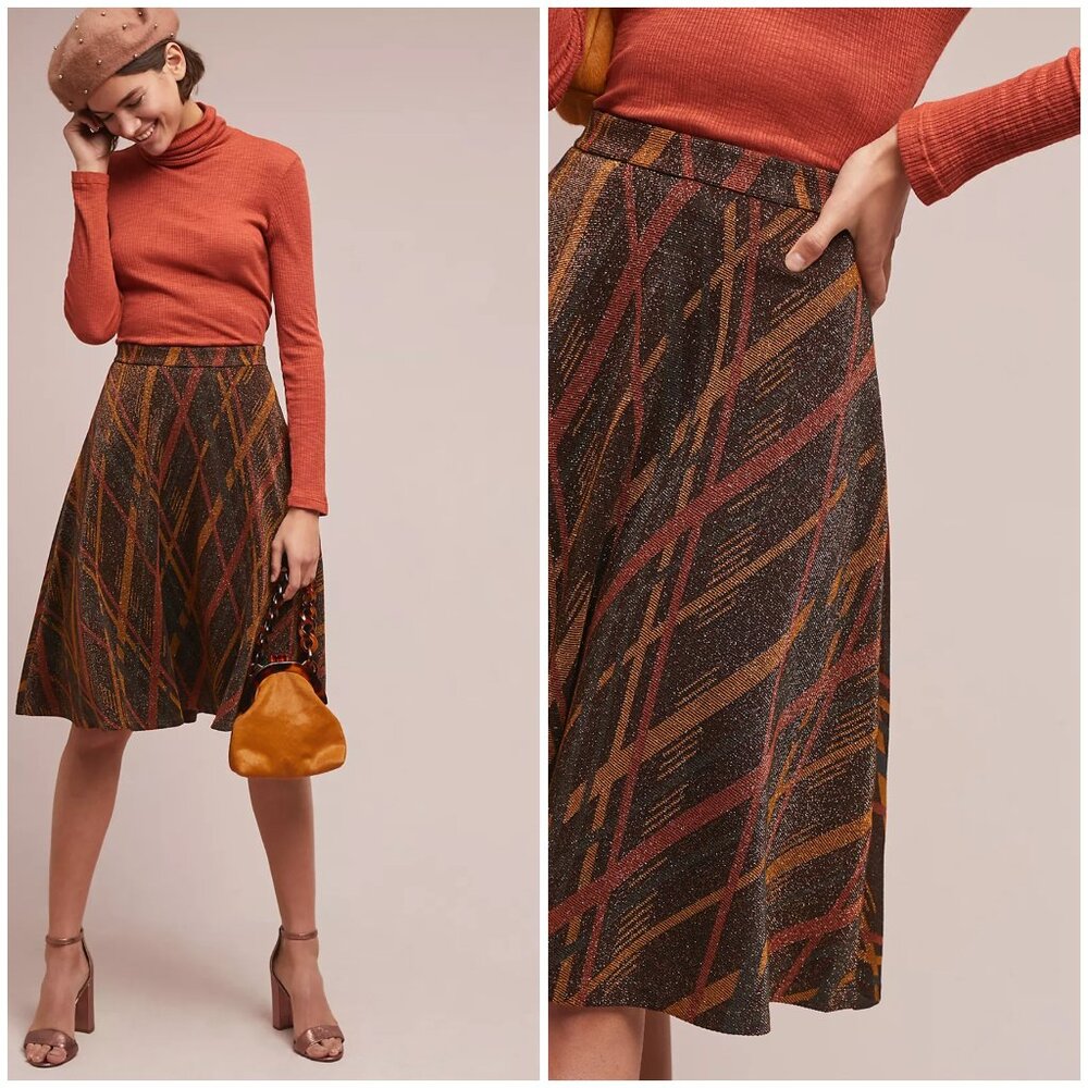 NWT Anthropologie | Zoila Metallic midi skirt | Ottod'Ame | 12